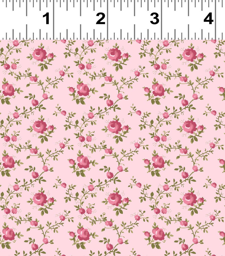 Trellis in Pink from the French Roses collection by Clothworks continuous cuts of Quilter's Cotton Fabric