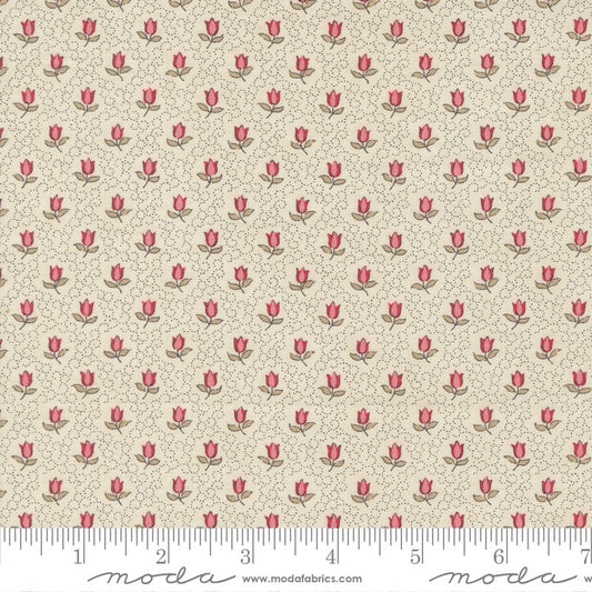 Antoinette Champagne Small Floral in Pearl by French General for Moda. Continuous cuts of Quilter's Cotton Fabric