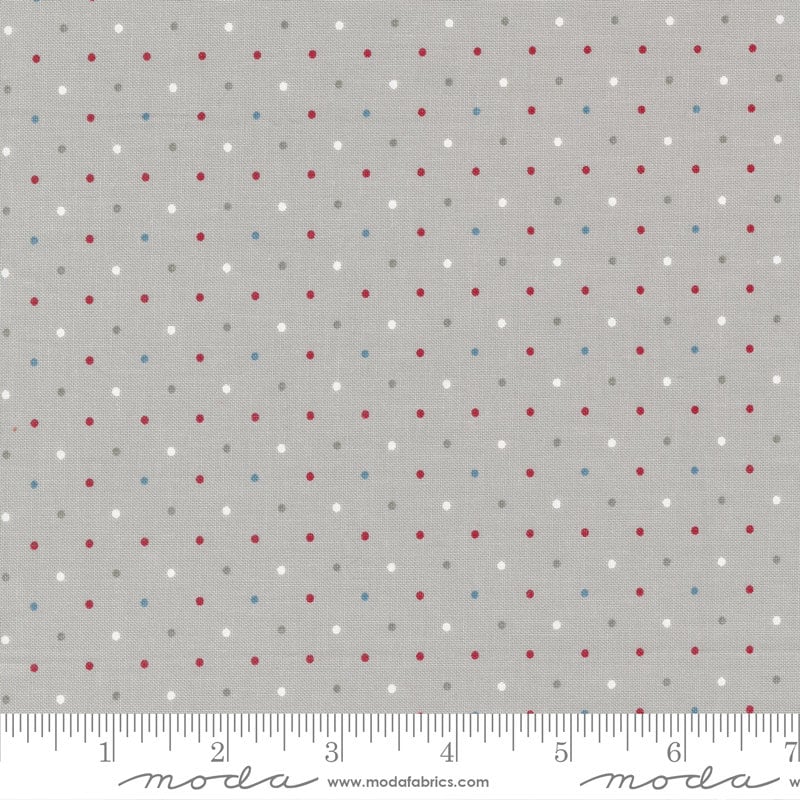 Old Glory Magic Dots in Silver by Lella Boutique for Moda continuous cuts of Quilter's Cotton Fabric