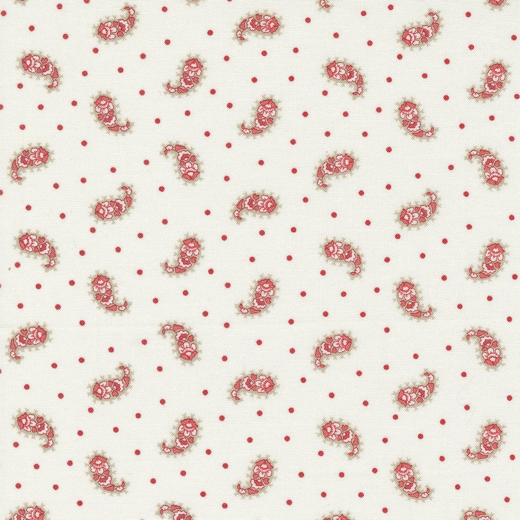 Ridgewood Paisley Dot in Milk by Minick & Simpson for Moda. Continuous cuts of Quilter's Cotton Fabric