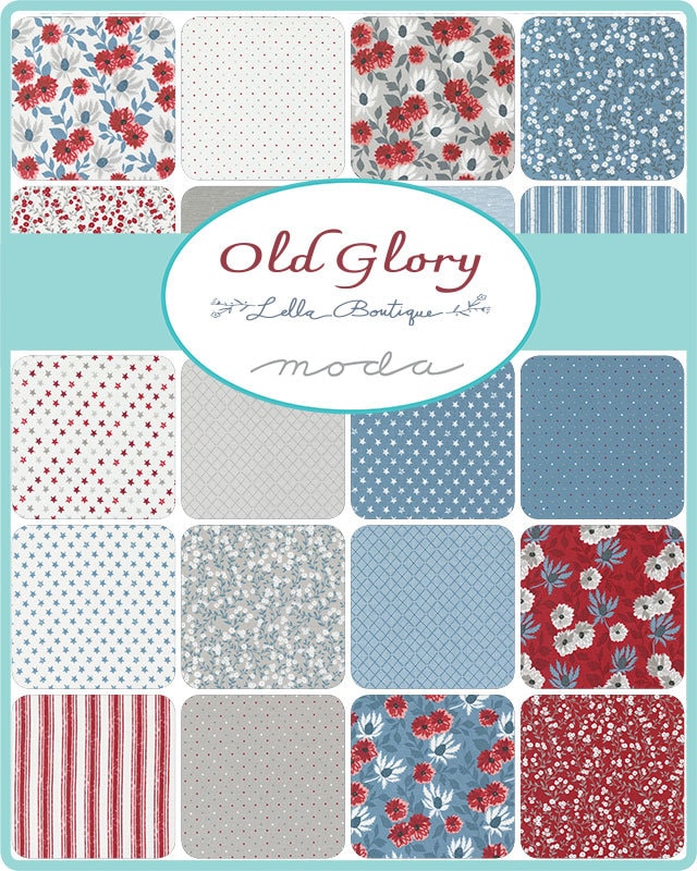 Old Glory New York Beauty Cheater Quilt in Multicolored by Lella Boutique for Moda. Continuous cuts of 60 inch wide Quilter's Cotton Fabric