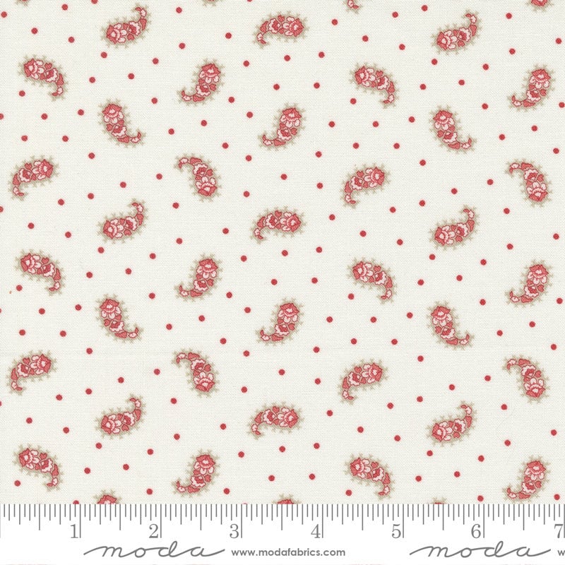 Ridgewood Paisley Dot in Milk by Minick & Simpson for Moda. Continuous cuts of Quilter's Cotton Fabric