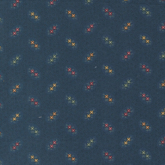 Chickadee Landing Twin Bloom Dots in Bluebell by Kansas Troubles for Moda Fabrics. Continuous cuts of Quilter's Cotton Fabric