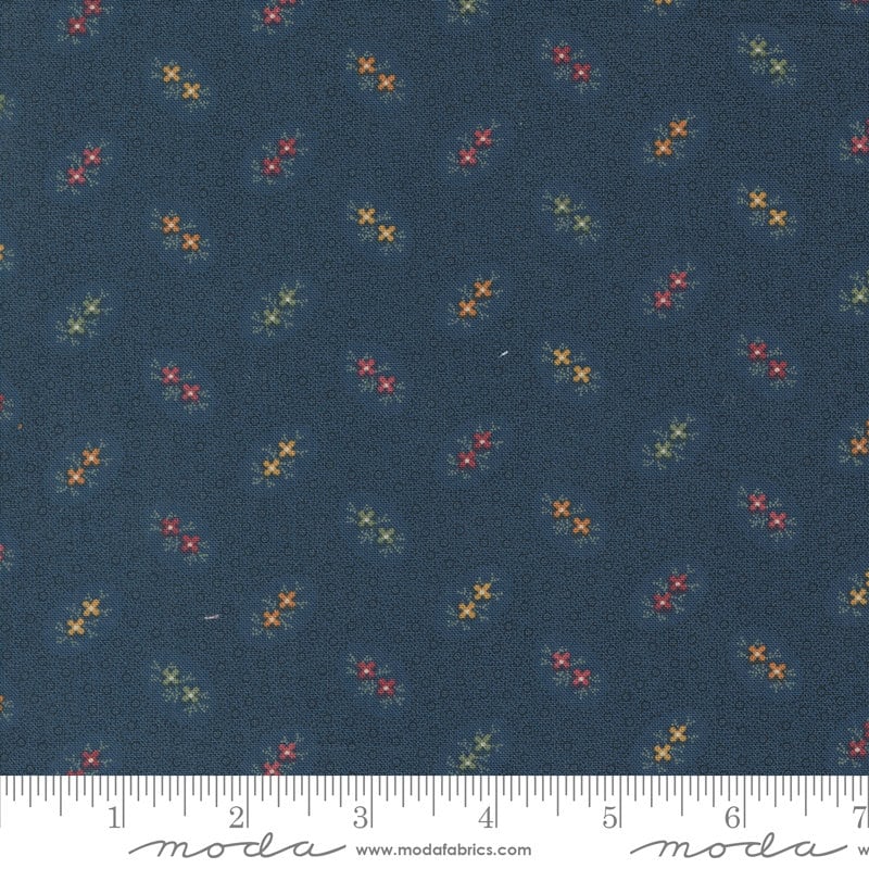 Chickadee Landing Twin Bloom Dots in Bluebell by Kansas Troubles for Moda Fabrics. Continuous cuts of Quilter's Cotton Fabric