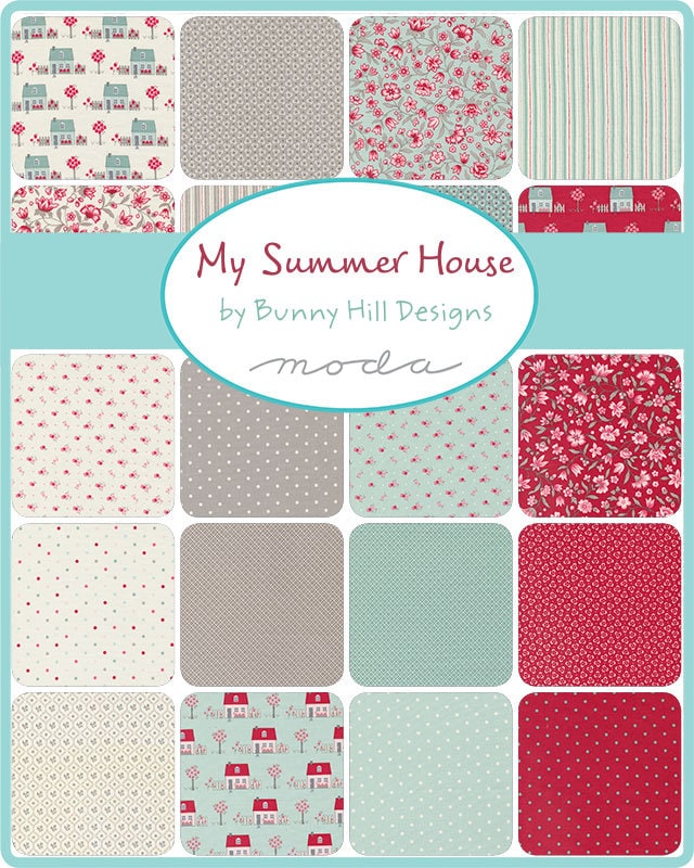 Trellis Blooms in Stone from the My Summer House collection by Bunny Hill Designs for Moda continuous cuts of Quilter's Cotton Fabric